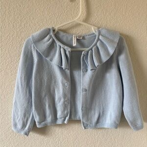 Janie and Jack Light Blue Ruffled Collar Cardigan